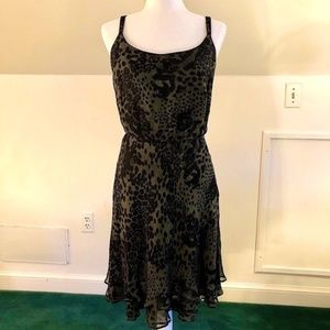 NEW Rena Lange Harriet Kassman Green Leopard Dress
